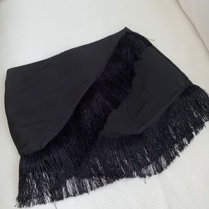 Black fringe mini skirt